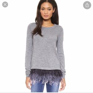 NWT Milly Ostrich Plume feather sweater XS P $435